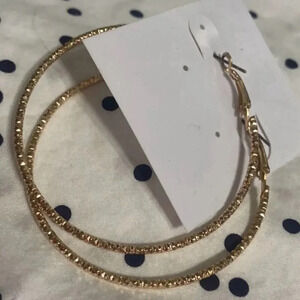 Luxury Divas Textured Gold Hoop Earrings 80mm Secure Lock Back Lightweight